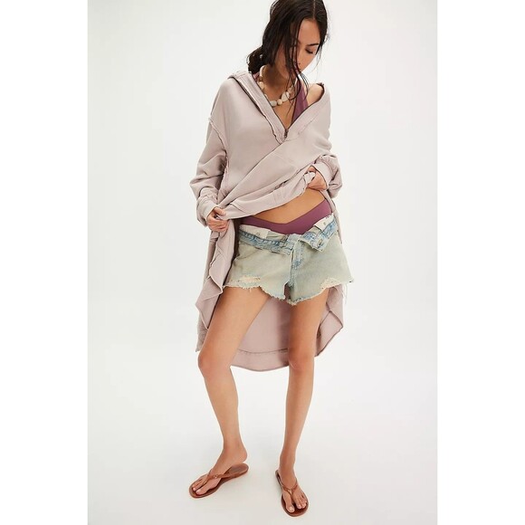 Free People North Sweatshirt Hoodie Top Oversized Jacket Cotton Violet M 284029 - Picture 2 of 8
